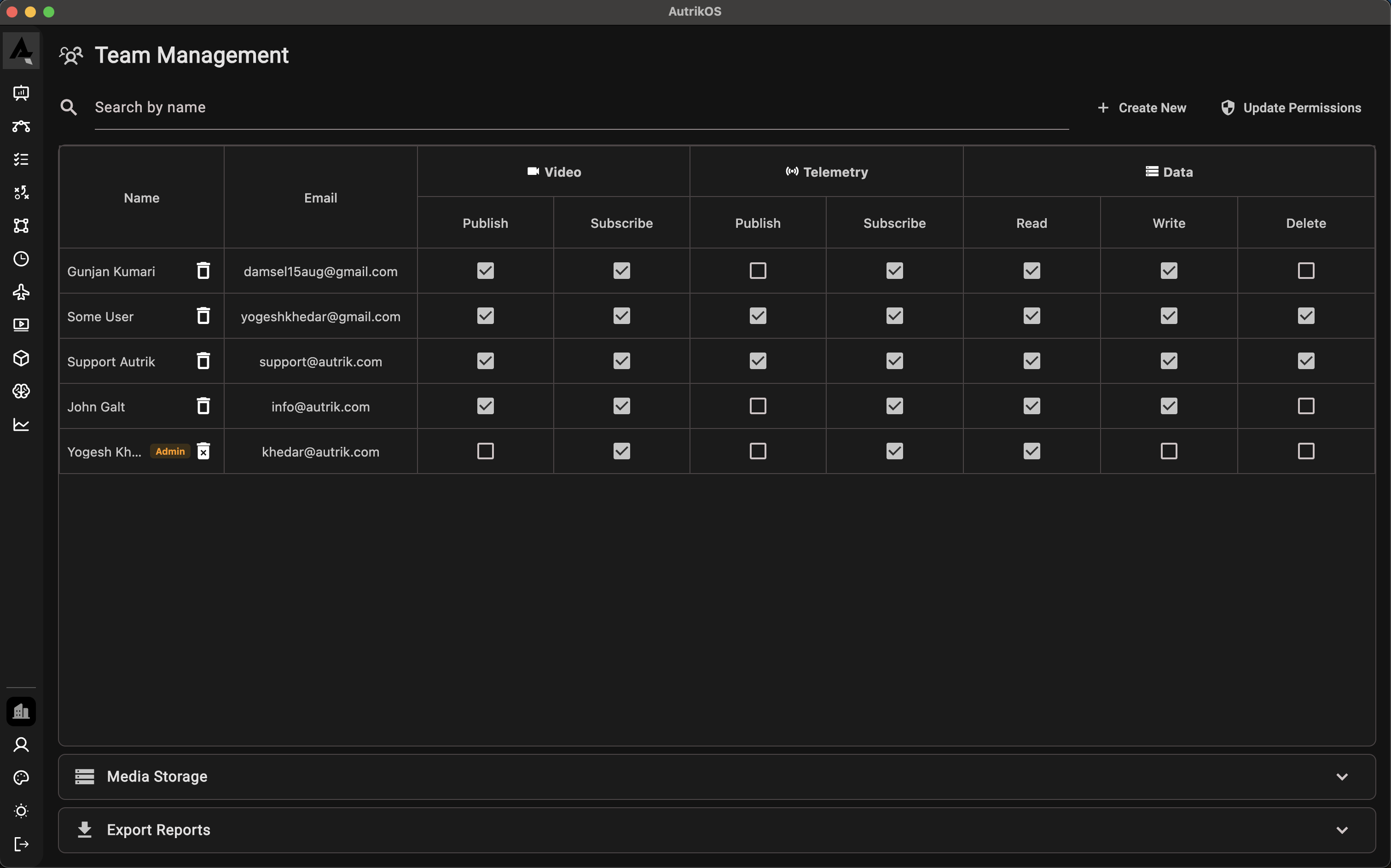 Team Management Interface